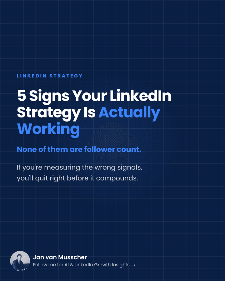 Real Postiv-generated carousel slide: 5 Signs Your Strategy Is Actually Working