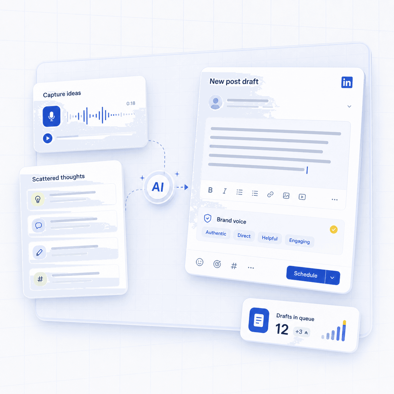 AI writer product mockup