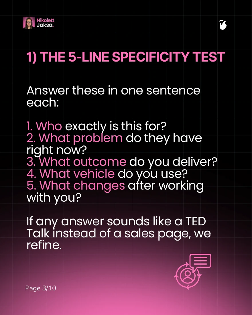 Nikolett Jaksa, slide 3 of 10: Five-line specificity test