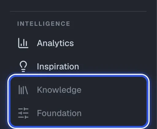 The sidebar with Knowledge and Foundation greyed out.