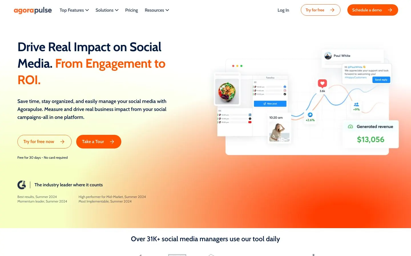 Agorapulse's website homepage hero, as it looked in October 2026