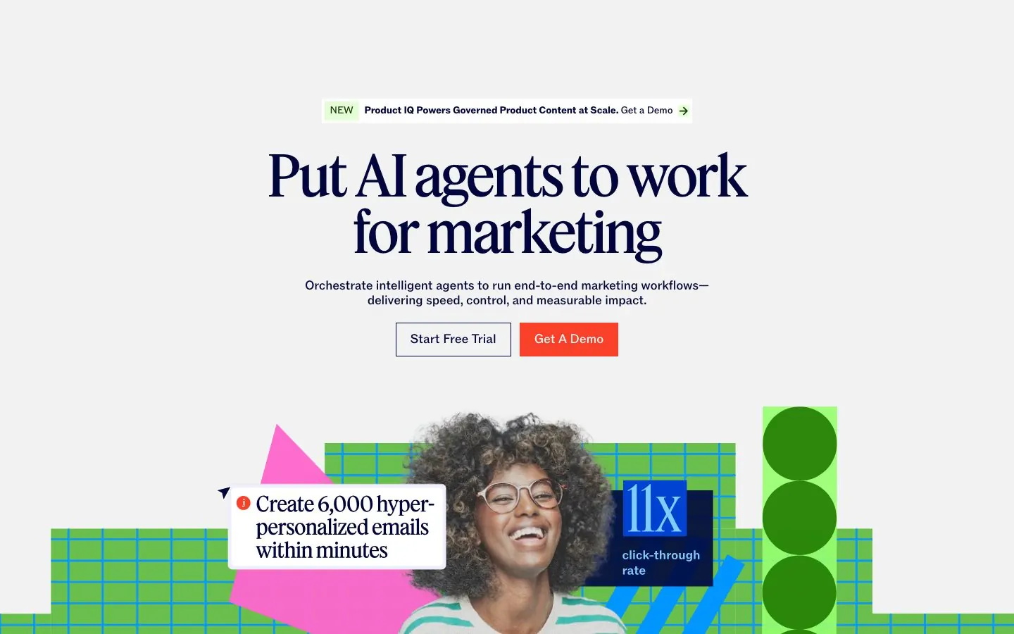 Jasper's website hero, the homepage for its marketing agent workspace